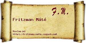 Fritzman Máté névjegykártya